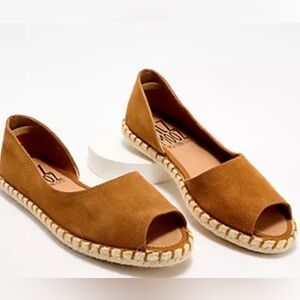 NWT Miz Mooz Suede Cruze Wheat D’Orsay Espadrille Flat Peep Toe Size 8 /EU 38